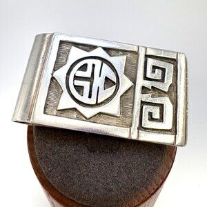 VTG Solid Sterling Silver 925 Aztec Design Money Clip Size 2" Length